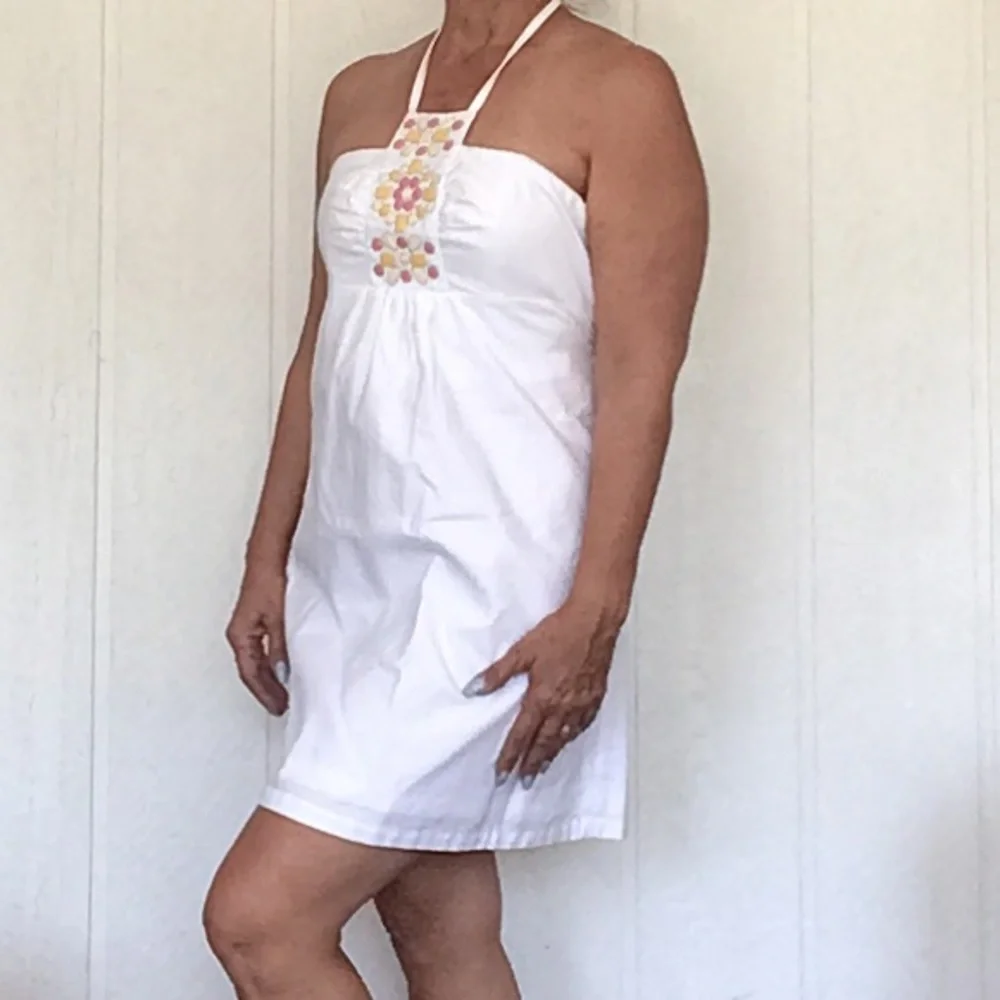LILLY PULITZER WHITE COTTON EMBELLISHED HALTER DRESS SIZE 8 - Picture 6 of 16